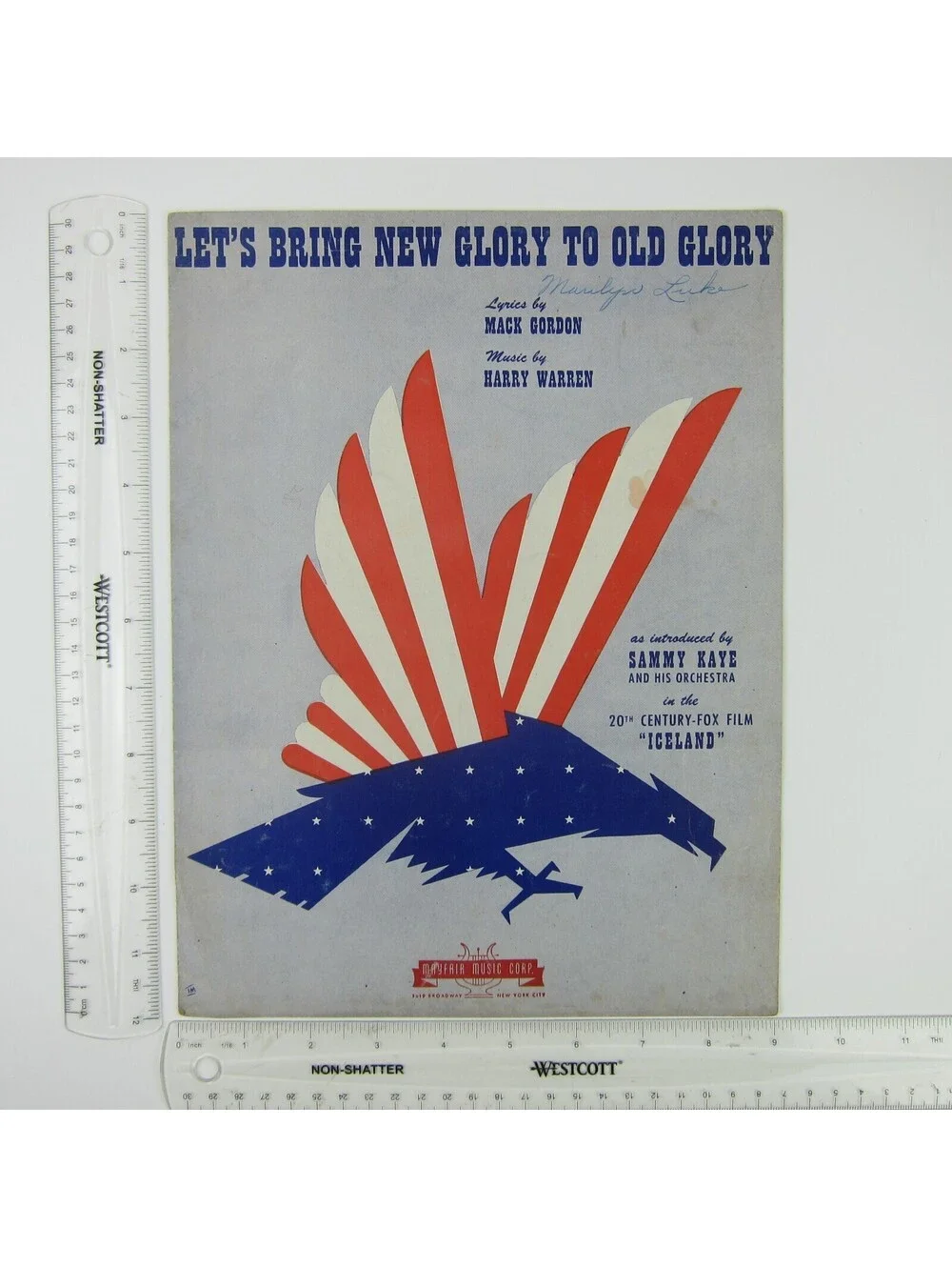 Sheet Music Let's Bring New Glory To Old Glory US Flag Film Iceland Vintage 1942